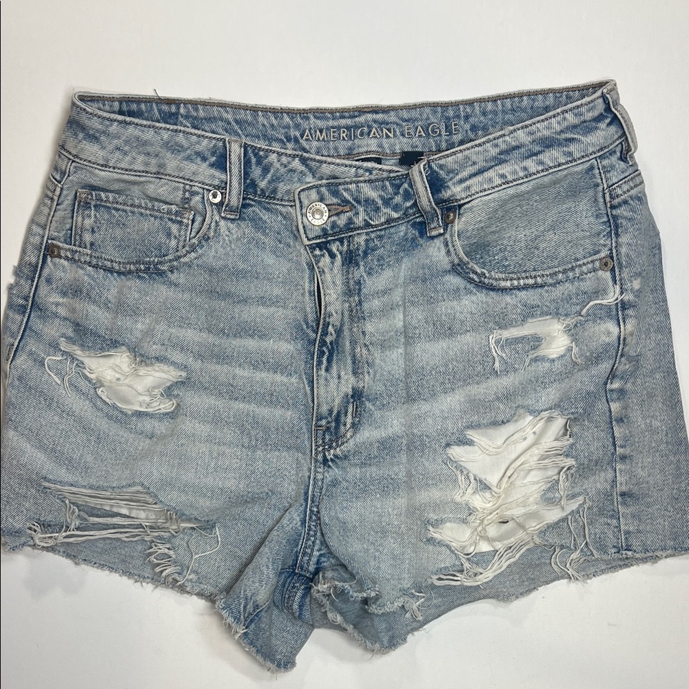 American Eagle Outfitters Faded Blue Ripped Jean Shorts